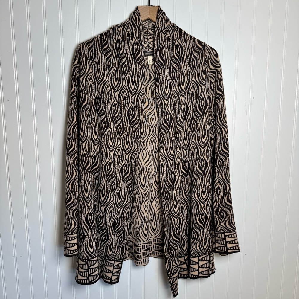 MOTH Anthropologie The Eyes Have It Brown And Cream Open Knit Cardigan Size M - Picture 1 of 10
